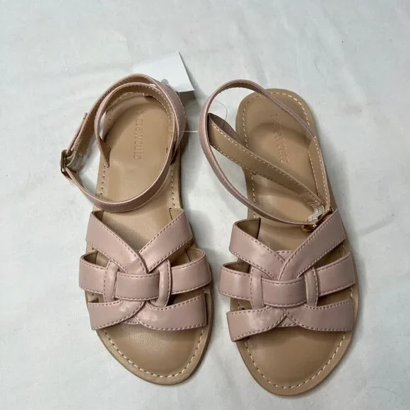 J.Crew Crewcuts Girls $65 Basketweave Sandals Mauve Blush Size K2 BP444 - Picture 3 of 8